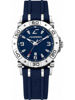Chronotech Ανδρικό Ρολόι με Μπλε Καουτσούκ Λουράκι RW0039