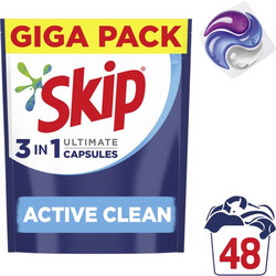 Skip Active Clean Απορρυπαντικό Πλυντηρίου σε Κάψουλες 48 Πλύσεις