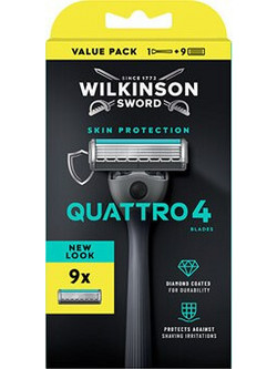 Wilkinson Sword Quattro Ξυραφάκι μιας Χρήσης με 4 Λεπίδες & Λιπαντική Ταινία 8τμχ