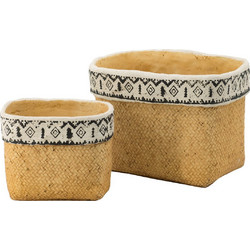 Artekko Knitt Σετ Κασπώ Δαπέδου Τσιμεντένια Μπεζ 19x14x15cm 2τμχ D9061