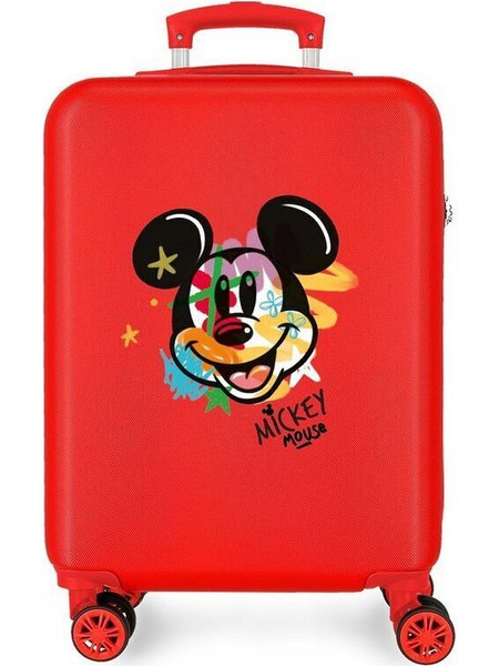 Joumma Mickey Have A Good Time JM4011143 Βαλίτσα Καμπίνας 55x33x20cm με 4 Ρόδες Κόκκινη