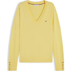 Tommy Hilfiger Γυναικεία Πλεκτή Μπλούζα με V Λαιμόκοψη Κίτρινη WW0WW40098