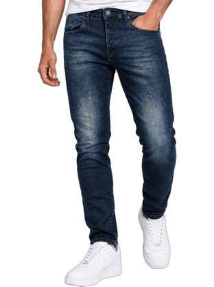Damaged Jeans Ανδρικό Τζιν Παντελόνι Slim Εφαρμογή Navy Μπλε ZR6A