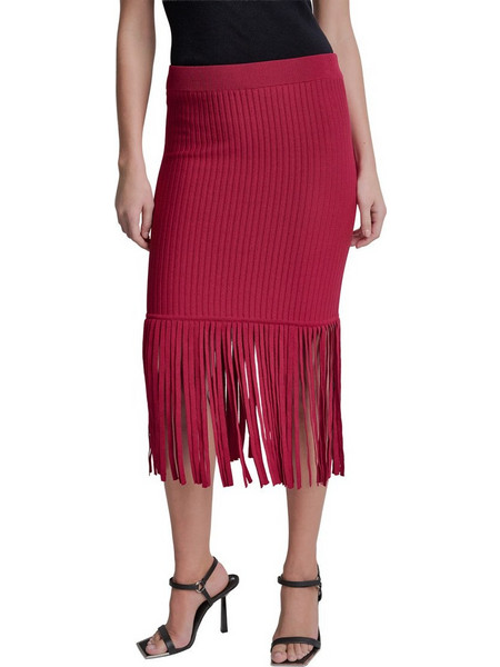 DKNY Μίντι Φούστα Πλεκτή Ψηλόμεση Pencil Μπορντό P6ERAD35-FOH