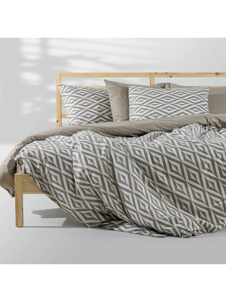 Lino Home Σετ Σεντόνια King Size Βαμβακερά 260x270 Ikat Μπεζ