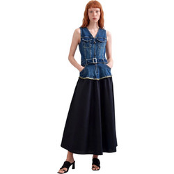 Desigual Gigi Maxi Καθημερινό Φόρεμα Μαύρο Navy Μπλε 26WWVD03-5053
