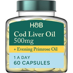 Holland & Barrett Cod Liver Oil 500mg & Evening Primrose Oil Έλαιο Νυχτολούλουδου & Μουρουνέλαιο 60 Κάψουλες