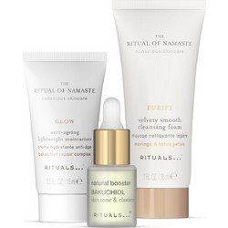 Rituals The Ritual of Namaste Velvety Smooth Cleansing Foam 30ml + Anti-Ageing Lightweight Moisturiser 15ml + Bakuchiol Natural Booster 6.5ml