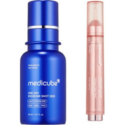 Medicube Collagen Glow Booster Serum 15ml + One Day Exosome Shot Pore Ampoule 2000 30ml