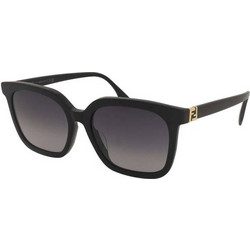 Fendi FE40207F 01B Ανδρικά Γυαλιά Ηλίου Τετράγωνα Κοκάλινα Μαύρα με Μαύρο Φακό