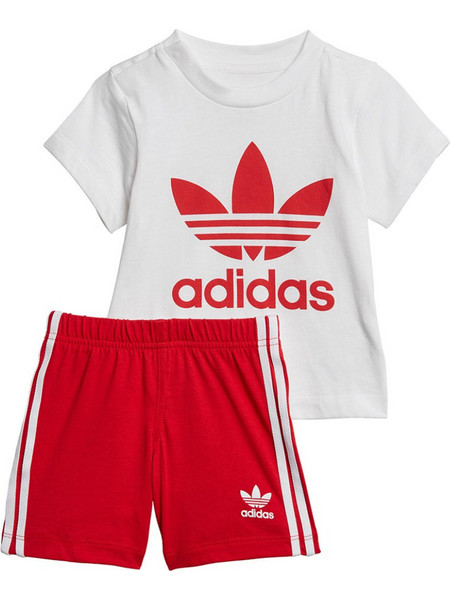 Adidas Βρεφικό Σετ Καλοκαιρινό Λευκό Κόκκινο ED7667