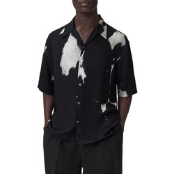 AllSaints Templar Ανδρικό Πουκάμισο Animal Print Κοντομάνικο Oversized Μαύρο M053SF