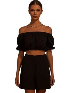 VinD.gr Γυναικείο Καλοκαιρινό Crop Top Μαύρο 1262250001