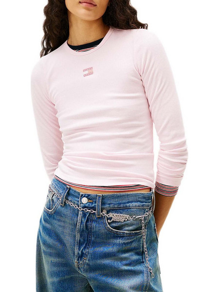 Tommy Jeans Γυναικείο Χειμερινό Top Ριπ Ροζ DW0DW20178-TOG