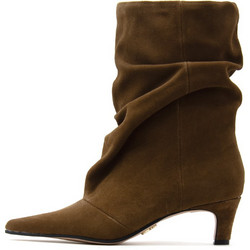 Steve Madden Γυναικεία Μποτάκια Αστραγάλου Suede Καφέ με Λεπτό Χαμηλό Τακούνι 11005766