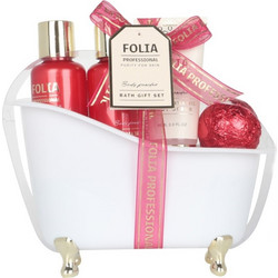 Folia Tube Body Powder Shower Gel 100ml + Body Lotion 100ml + Body Scrub 60ml + Bath Fizzer 50ml