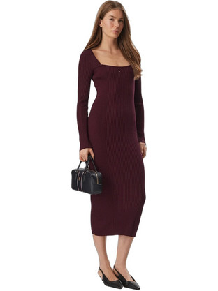 Tommy Jeans Midi Καθημερινό Φόρεμα Ριπ Μπορντό DW0DW23329-V11