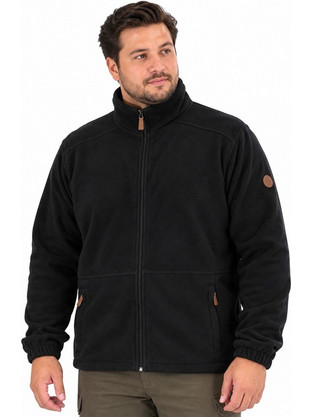 Double Ανδρική Ζακέτα Fleece με Φερμουάρ Μαύρη MFT-7088