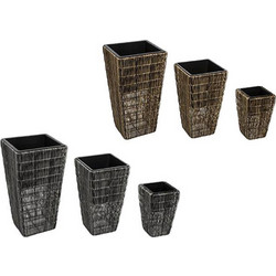 Plastona Σετ Κασπώ Δαπέδου Rattan Καφέ 24x24x37.5cm 3τμχ 07.168501A