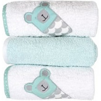 Baby Star Sugar Family Σετ Βρεφικές Λαβέτες Ώμου 100% Βαμβακερές Πετσετέ Λευκές Βεραμάν 30x30cm 3τμχ