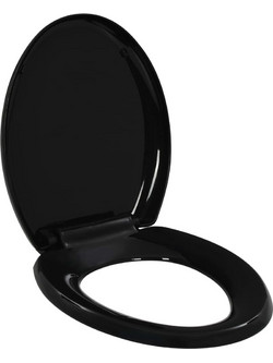 vidaXL Καπάκι Λεκάνης Οβάλ Πλαστικό Soft Close Μαύρο 455x375cm 145016