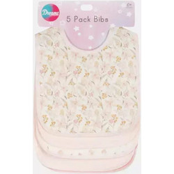 Dreams Newborn Flowers Σετ Αδιάβροχες Σαλιάρες Υφασμάτινες με Κουμπί Μπεζ 5τμχ