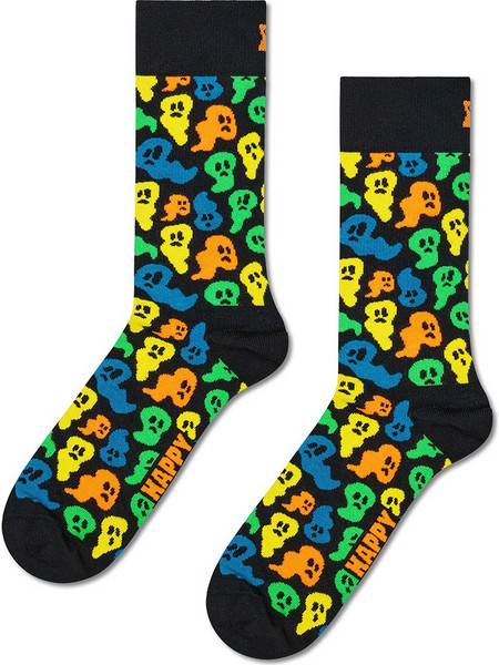 Happy Socks Ghost Fleece Ανδρικές Κάλτσες Ψηλές με Σχέδια Μαύρες P006129-1000