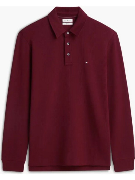 Tommy Hilfiger Ανδρική Μπλούζα Polo Μακρυμάνικη Μπορντό MW0MW44651-VLP