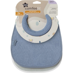 Tommee Tippee Σετ Σαλιάρες Υφασμάτινες με Αυτοκόλλητο Μπλε 2τμχ