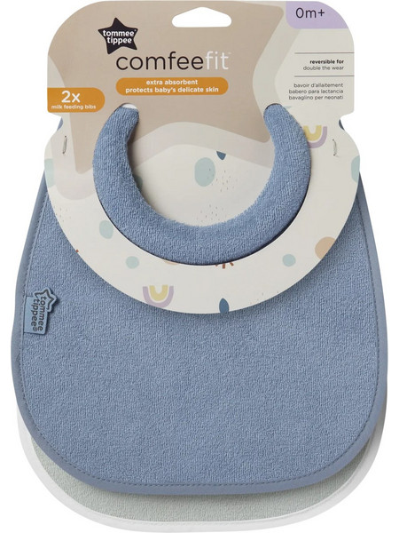 Tommee Tippee Σετ Σαλιάρες Υφασμάτινες με Αυτοκόλλητο Μπλε 2τμχ