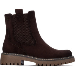Refresh Γυναικεία Μποτάκια Chelsea Suede Σοκολατί με Χοντρό Χαμηλό Τακούνι 173027
