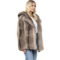 Biston Γυναικεία Γούνα με Κουκούλα Μπεζ 56-101-009