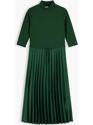 Tommy Hilfiger Midi Καθημερινό Φόρεμα Μεταξωτό Κυπαρισσί WW0WW46138-MBO
