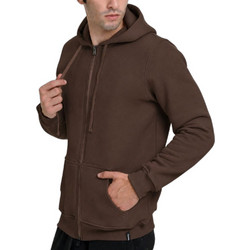 Target Label Ανδρική Ζακέτα Fleece με Κουκούλα Καφέ
