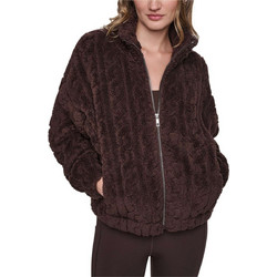 DKNY Γυναικεία Ζακέτα Fleece Μακριά με Φερμουάρ Σοκολατί DP6J9737-ESP