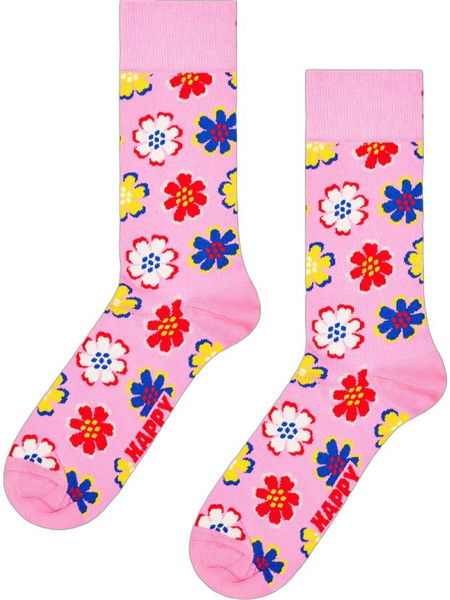 Happy Socks Folk Flowe Ανδρικές Κάλτσες Ψηλές με Σχέδια Ροζ P006814