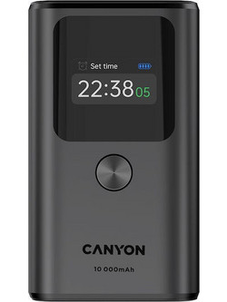 Canyon OnPower 130 Power Bank 10000mAh 30W με Θύρα USB-A & 2 Θύρες USB-C Power Delivery Grey