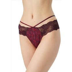 Minerva Γυναικείο String με Δαντέλα Μπορντό 90-88772-434