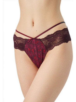 Minerva Γυναικείο String με Δαντέλα Μπορντό 90-88772-434