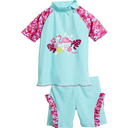Playshoes Flamingo Αντηλιακό UV Παιδικό Μαγιό Σετ με Μπλούζα για Κορίτσι Γαλάζιο 461202