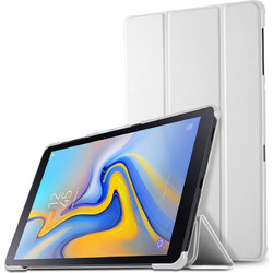 Samsung Galaxy Tab A 10.5 Case (2018 released SM-T590 / T595) - Slim Thin Leather Case Book cover με πίσω κάλυμμα σιλικόνης Διάφανο - White (oem)