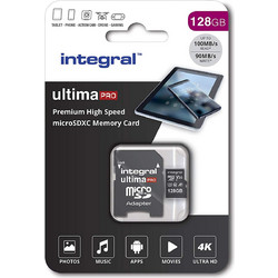 Integral microSDXC 128GB Class 10 U3 V30 + Adapter