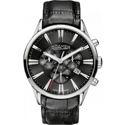 Roamer Superior Ανδρικό Ρολόι Χρονογράφος με Μαύρο Δερμάτινο Λουράκι 508837415505