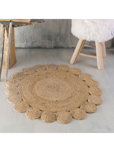 Rythmos Rattan Flower Στρογυλό Χαλί Στρογγυλό Καλοκαιρινό 70cm