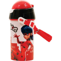 Gim Miraculous Super Heroes Παιδικό Μπουκάλι Πλαστικό BPA Free με Καλαμάκι Κόκκινο 500ml