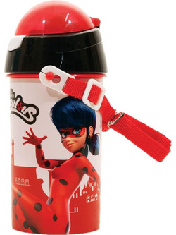 Gim Miraculous Super Heroes Παιδικό Μπουκάλι Πλαστικό BPA Free με Καλαμάκι Κόκκινο 500ml