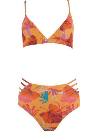 Gsecret Bikini Set Τριγωνάκι Ψηλόμεσο Floral Πορτοκαλί LX1061-2734