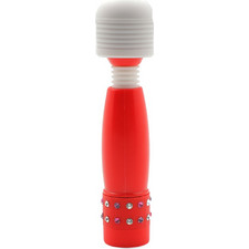 Red Color Mini Wand Vibrator with Diamonds