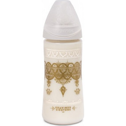 Suavinex Haute Couture Πλαστικό Μπιμπερό με Θηλή Σιλικόνης κατά των Κολικών 4m+ White 360ml
