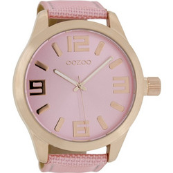 Oozoo XXL Timepieces Rose Gold Pink Fabric Strap C6613